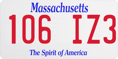 MA license plate 106IZ3