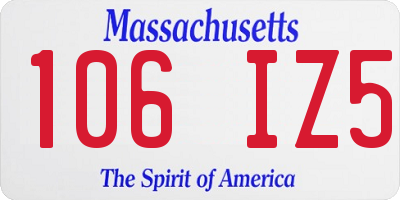 MA license plate 106IZ5