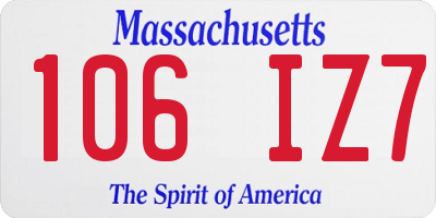 MA license plate 106IZ7