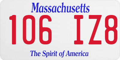 MA license plate 106IZ8