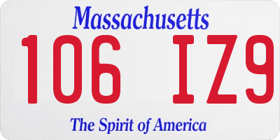 MA license plate 106IZ9