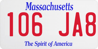 MA license plate 106JA8