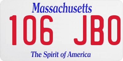 MA license plate 106JB0