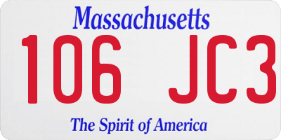 MA license plate 106JC3