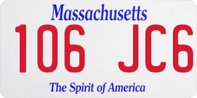 MA license plate 106JC6
