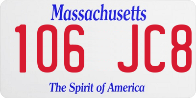 MA license plate 106JC8