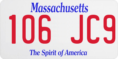 MA license plate 106JC9
