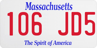 MA license plate 106JD5