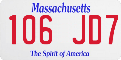 MA license plate 106JD7