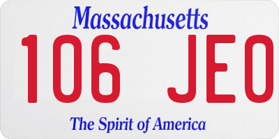 MA license plate 106JE0