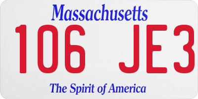 MA license plate 106JE3