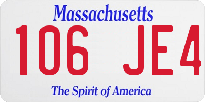 MA license plate 106JE4