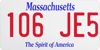 MA license plate 106JE5