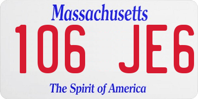 MA license plate 106JE6