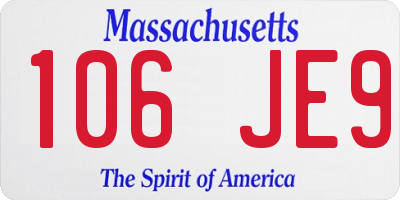 MA license plate 106JE9