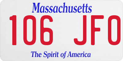 MA license plate 106JF0