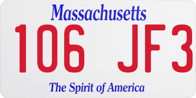 MA license plate 106JF3