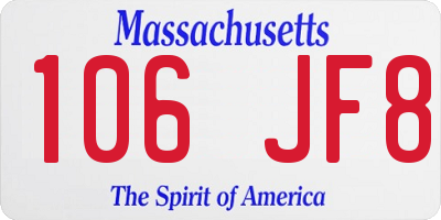 MA license plate 106JF8