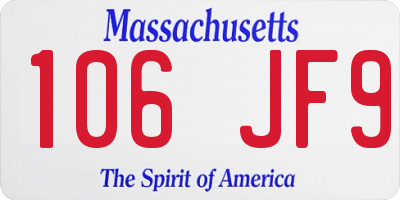 MA license plate 106JF9