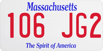 MA license plate 106JG2