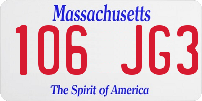 MA license plate 106JG3