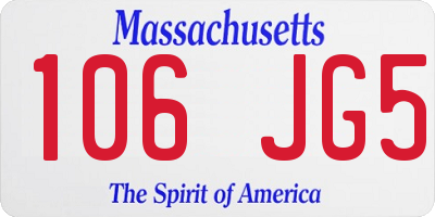 MA license plate 106JG5