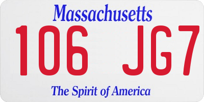 MA license plate 106JG7