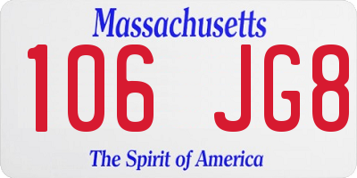 MA license plate 106JG8