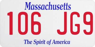 MA license plate 106JG9