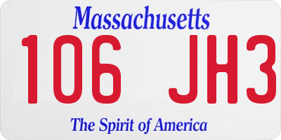 MA license plate 106JH3