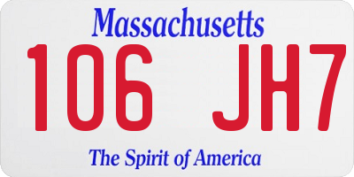 MA license plate 106JH7