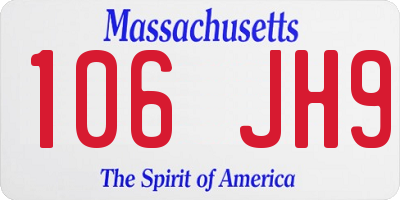 MA license plate 106JH9
