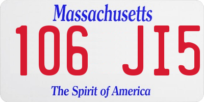 MA license plate 106JI5