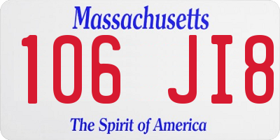 MA license plate 106JI8