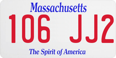 MA license plate 106JJ2