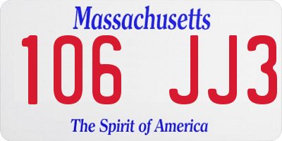 MA license plate 106JJ3