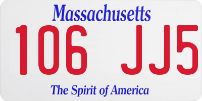 MA license plate 106JJ5