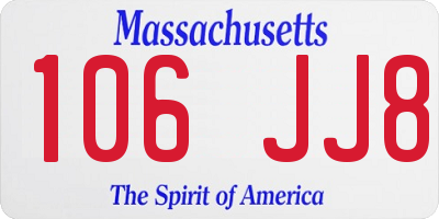 MA license plate 106JJ8