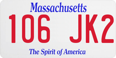 MA license plate 106JK2