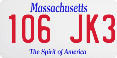 MA license plate 106JK3
