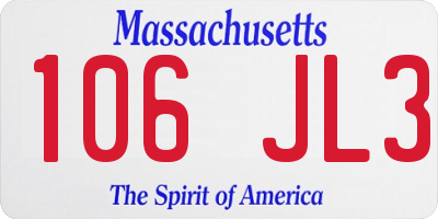 MA license plate 106JL3