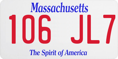 MA license plate 106JL7
