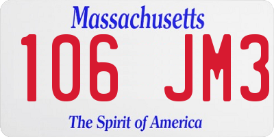MA license plate 106JM3