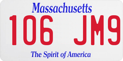 MA license plate 106JM9