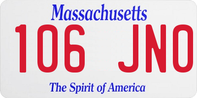 MA license plate 106JN0