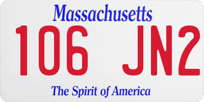 MA license plate 106JN2
