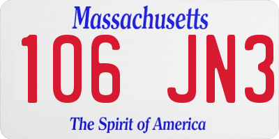 MA license plate 106JN3