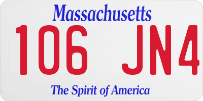 MA license plate 106JN4
