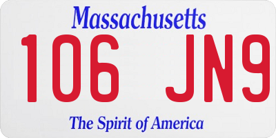 MA license plate 106JN9