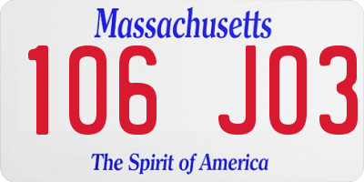 MA license plate 106JO3